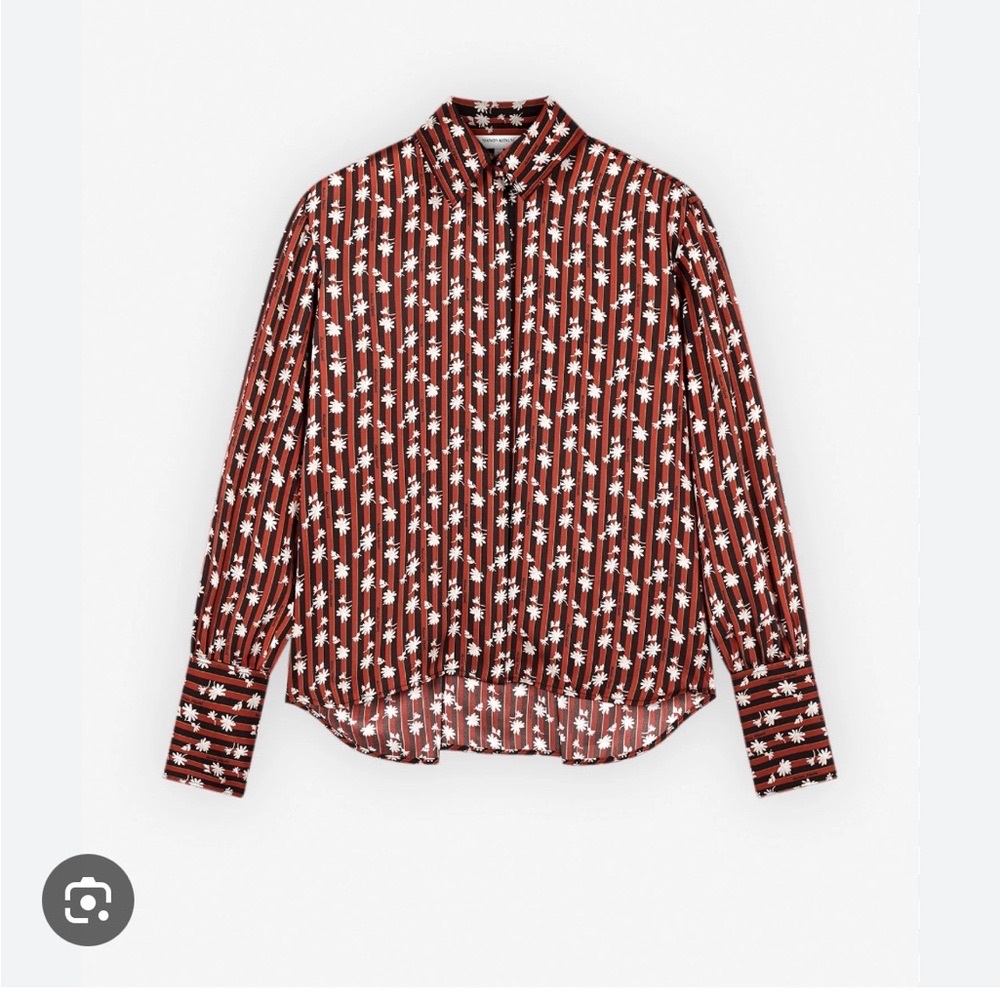 NWT MAISON KITSUNE Floral Stripes Print Long Sleeve, 34